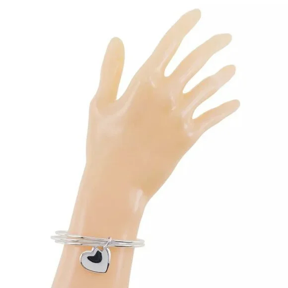 TIFFANY&Co. Double heart Bangle 3 stations Silver925 23.6g Women